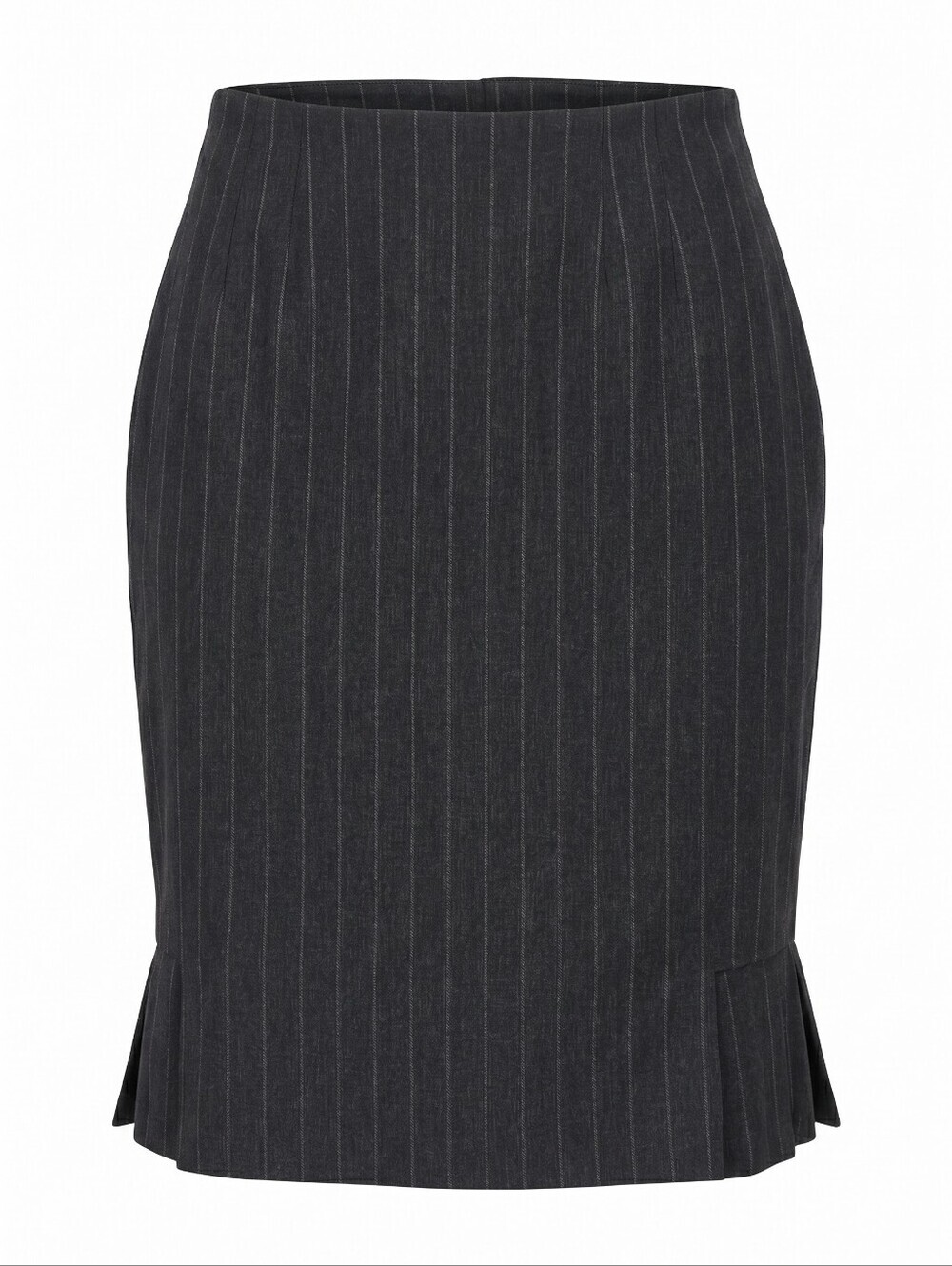 Isabella Suits Pinstripe Pencil Skirt Dark Charcoal Pleated Hem Buisiness Office